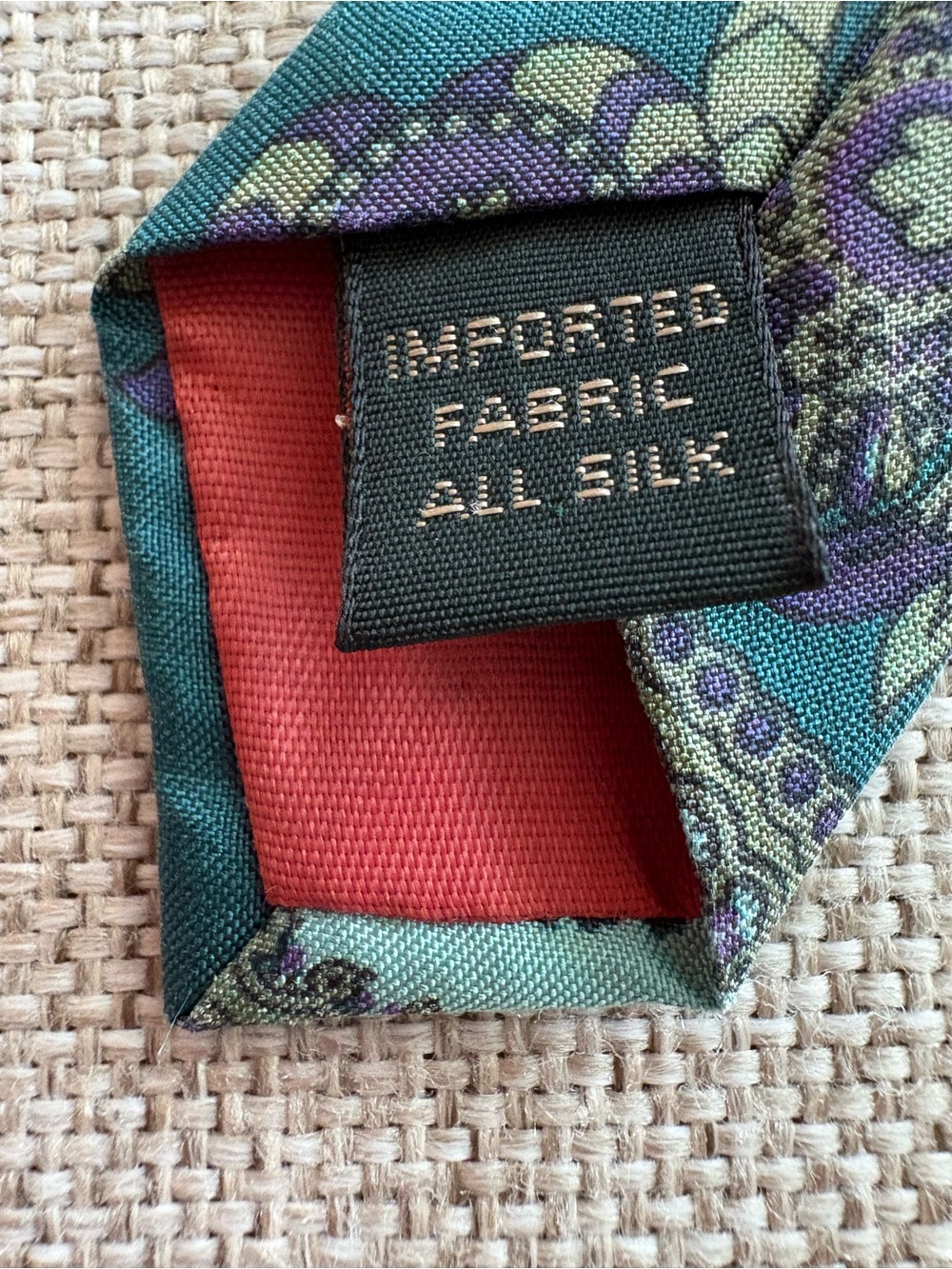 Vintage Lord & Taylor Kensington Collection Paisley Silk Tie Teal Purple 3.75” - Picture 3 of 11